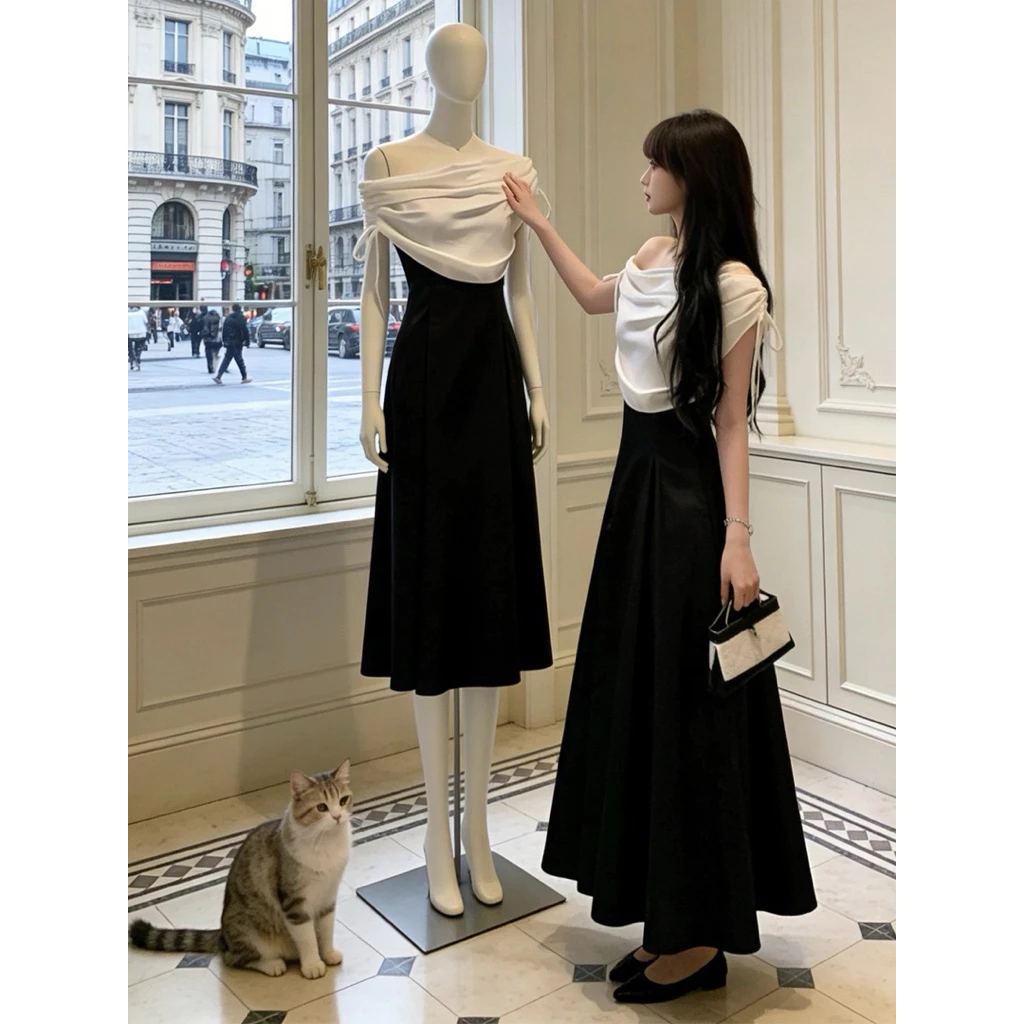 Đầm lụa trễ vai dáng dài trễ vai phong cách tiểu thư sang chảnh, đầm dự tiệc dáng xoè trễ vai Logastore_L103_thumbnail_5