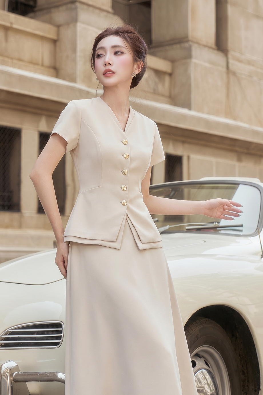 Bộ váy công sở 26500 màu kem
