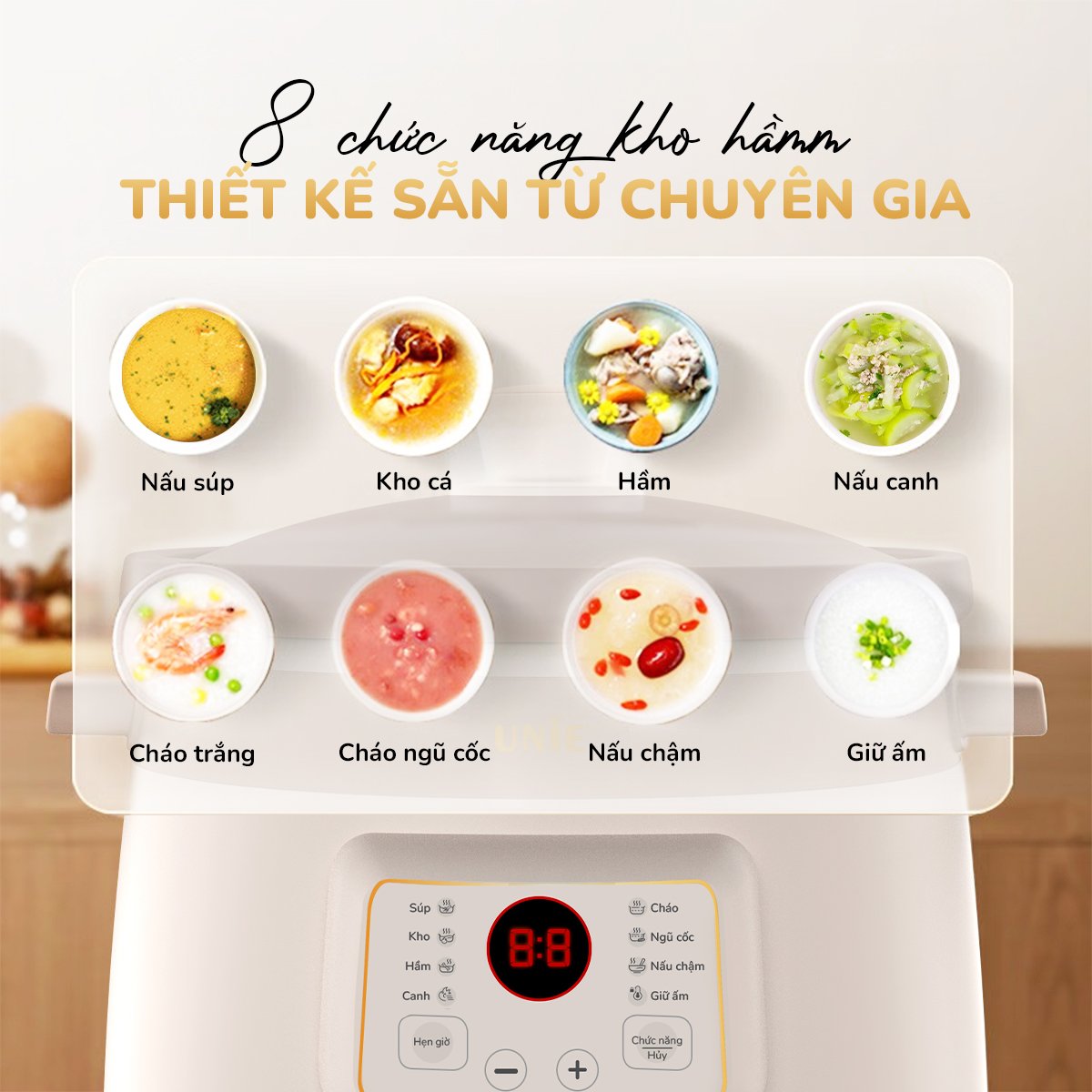 Nồi kho hầm đa năng UNIE USC308 dung tích 3L, lòng nồi gốm tử sa, 8 chức năng kho hầm_thumbnail_10