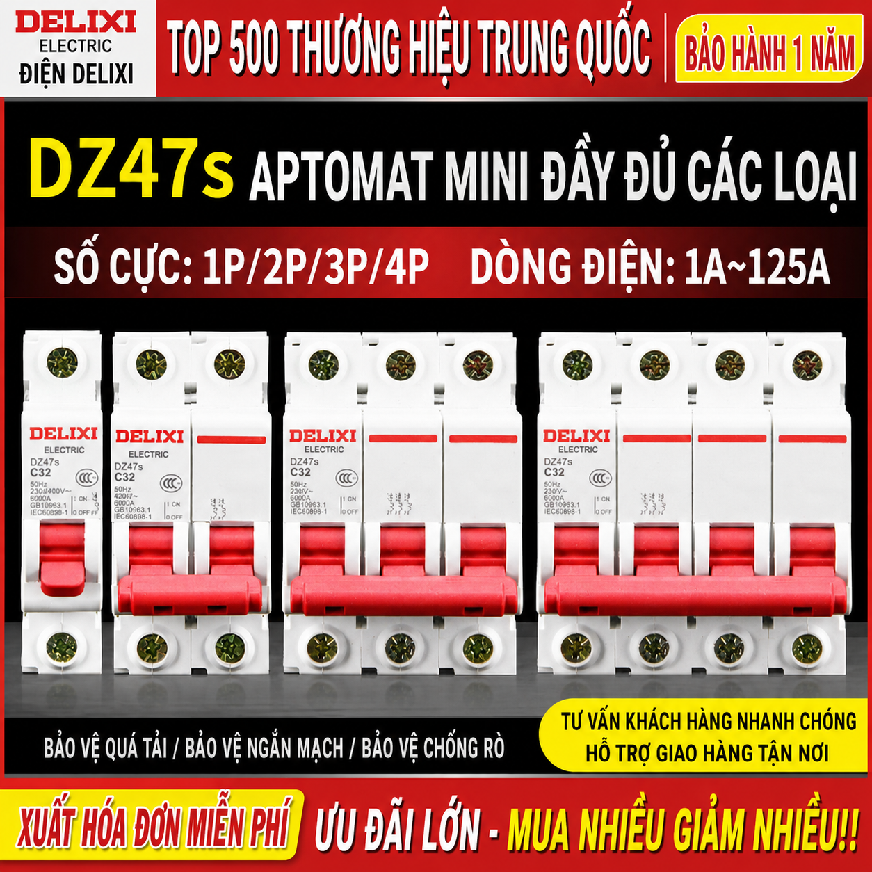 APTOMAT DELIXI DZ47S – CB BẢO VỆ QUÁ TẢI & NGẮN MẠCH CHÍNH HÃNG_thumbnail_2