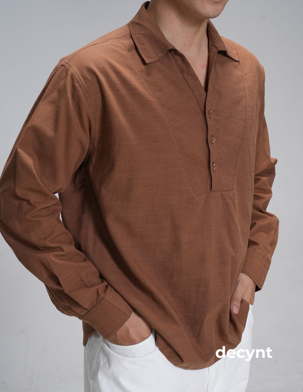 Linen Popover Shirt decynt - Áo sơ mi tay dài chất liệu linen cotton chui đầu, xẻ 2 bên_thumbnail_19