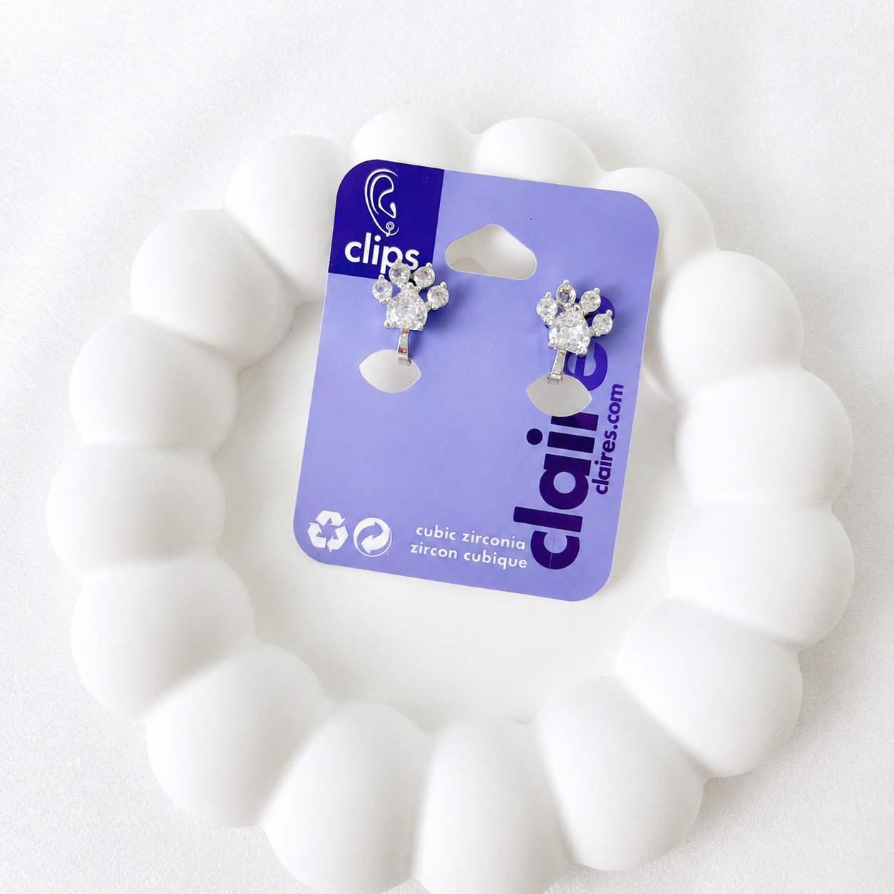 Bông tai kẹp đá zirconia lấp lánh thanh lịch