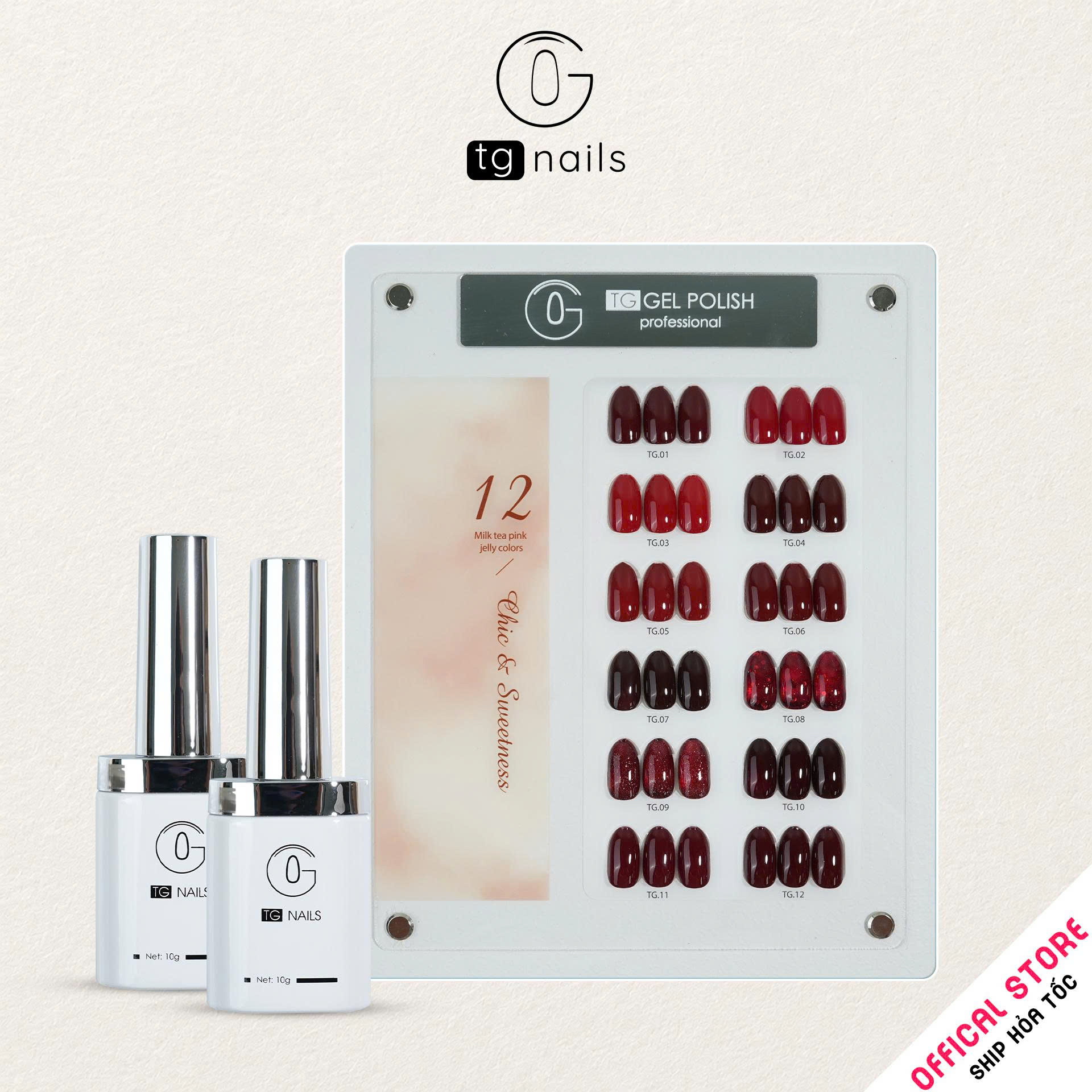 Combo 12 màu đỏ TG Nails kèm bảng màu
