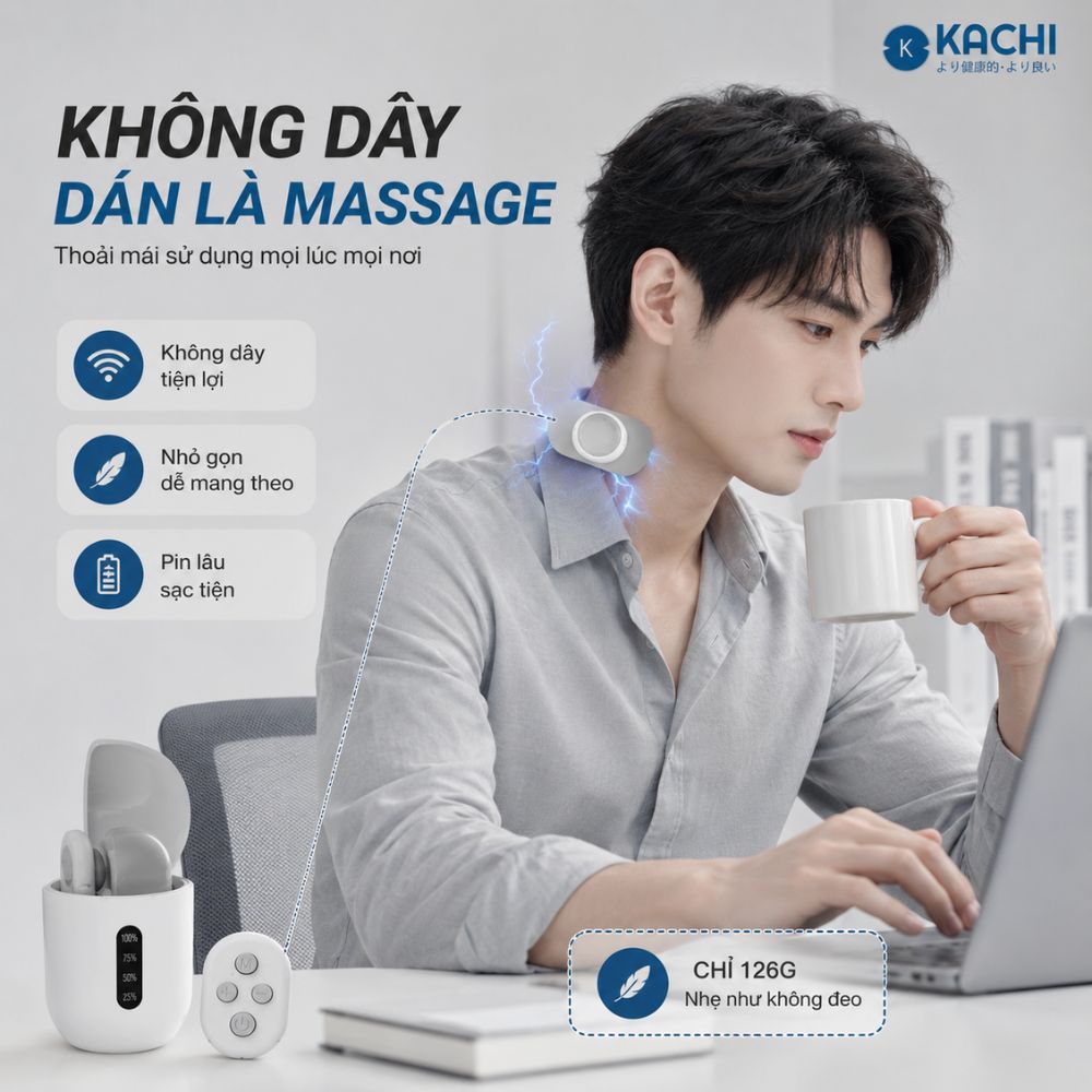 Máy Châm Cứu Xung Điện Không Dây Kachi MK398 giảm đau mỏi cổ vai gáy_thumbnail_2