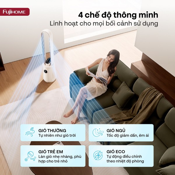 Quạt không cánh thông minh, ra lệnh giọng nói, tích hợp lọc không khí cao cấp Fujihome Luxury BF15-HEPA-VOICE (Màu trắng)_thumbnail_10