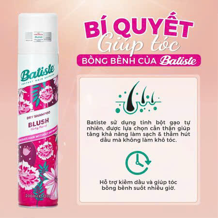 Dầu Gội Khô Batiste Blush – Tóc Bồng Bềnh, Thơm Ngát Tức Thì