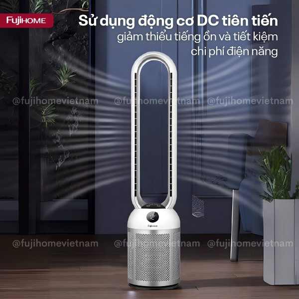 Quạt không cánh tích hợp lọc không khí bằng HEPA, màng lọc Ion bạc Fujihome BF307DC HEPA_thumbnail_1