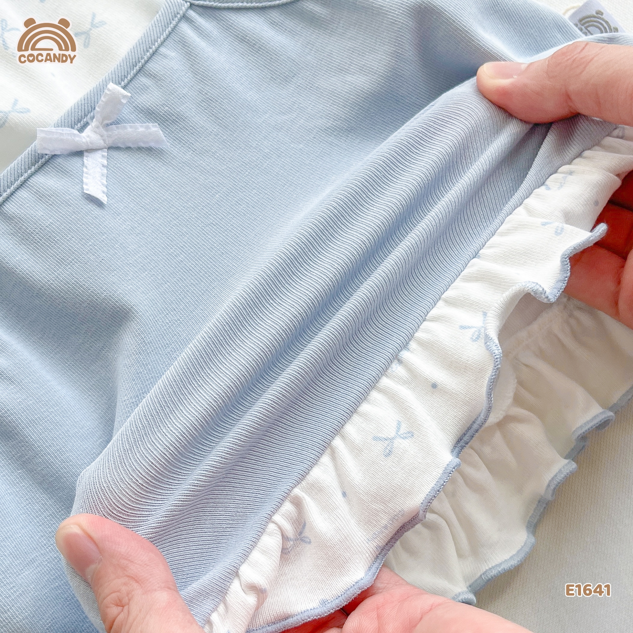 Áo cộc thun XANH phối nơ giả yếm_thumbnail_4