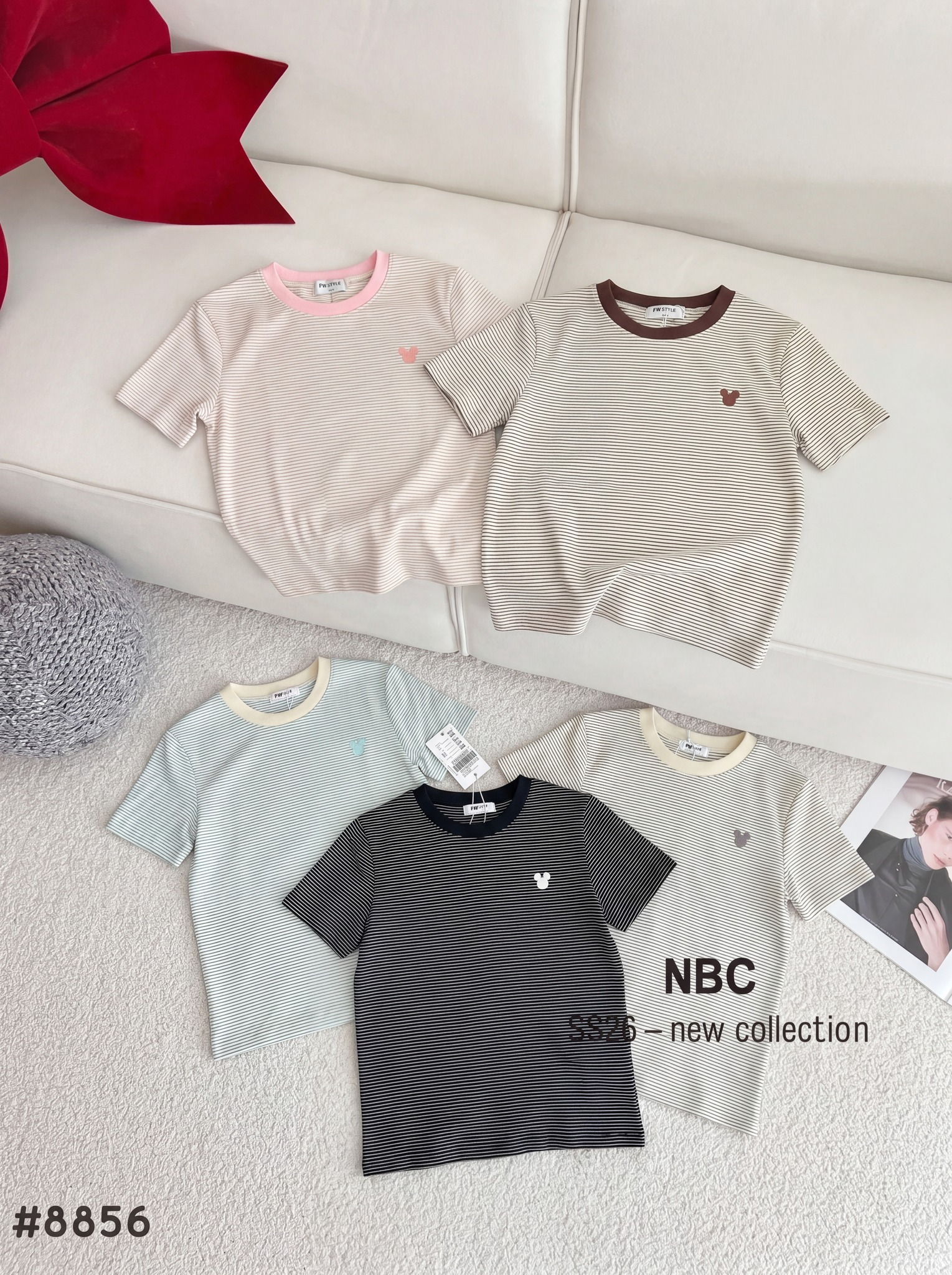 Áo Thun Nữ Korea sọc thêu đầu chuột NT.2600044 (C) (9990)_thumbnail_1