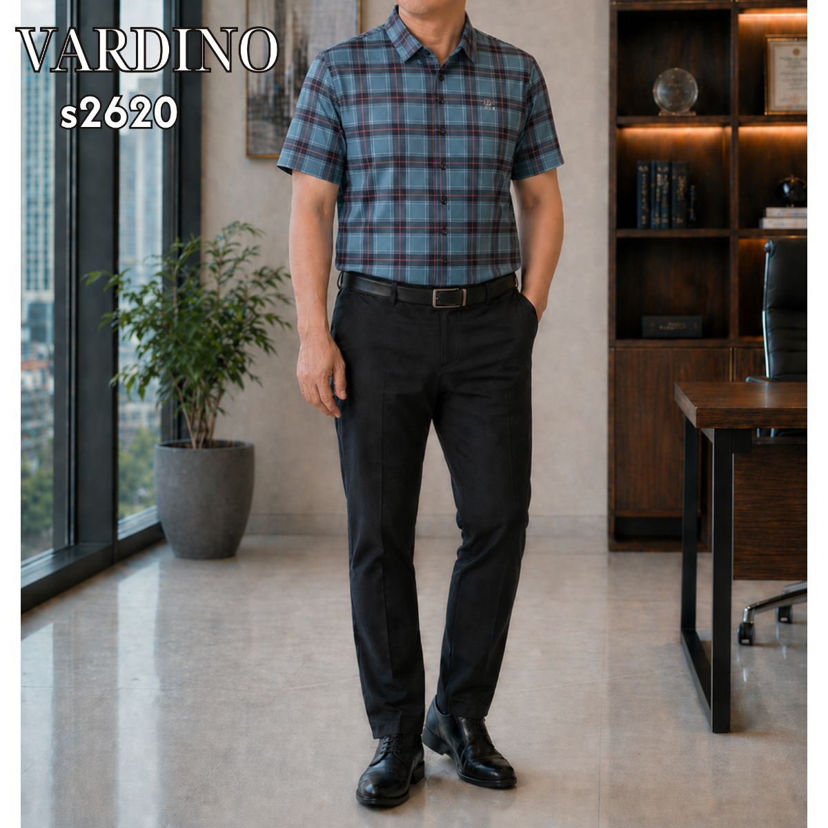 Sơ mi hoạ tiết kẻ Vardino S2620_thumbnail_3