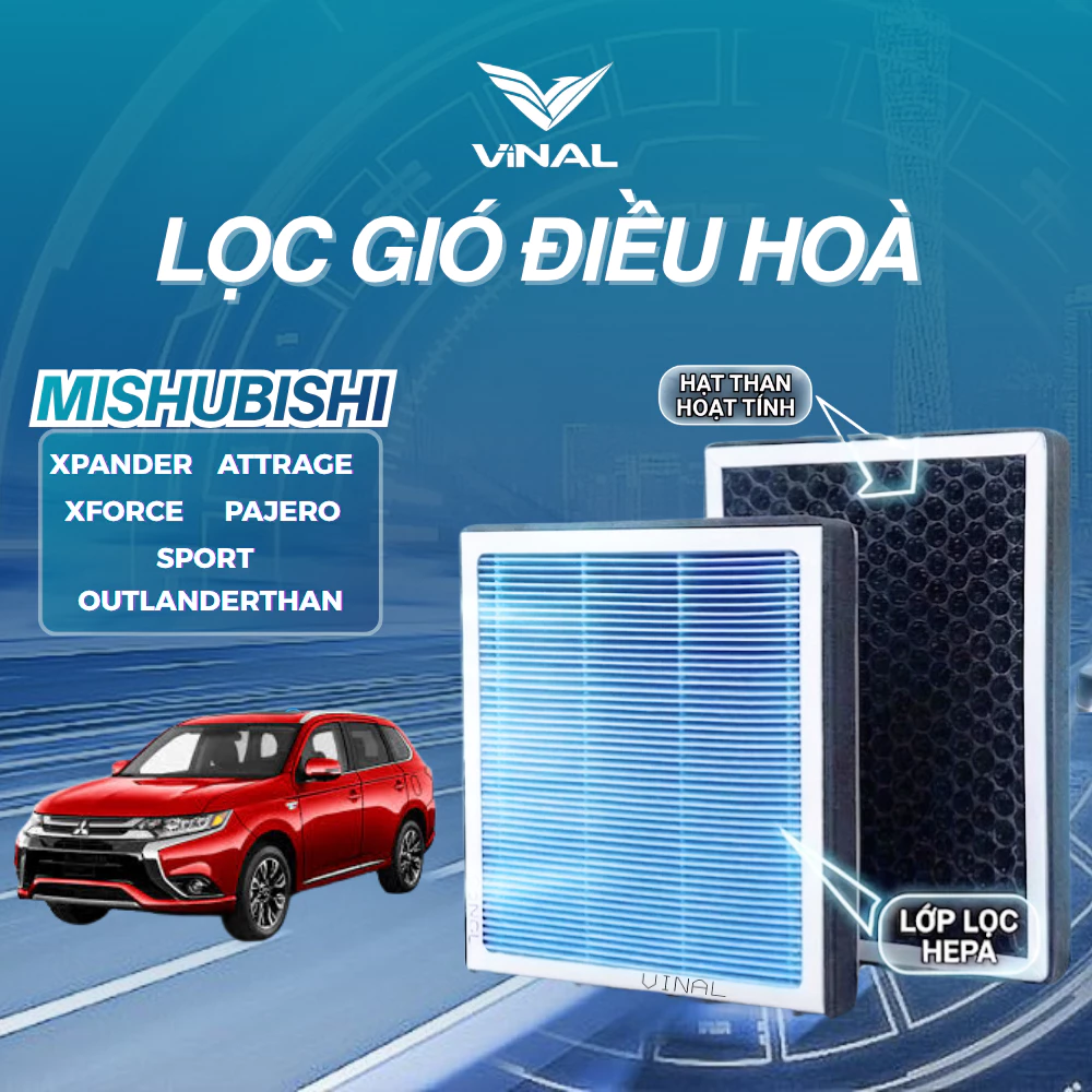 Lọc Gió Điều Hoà Mitsubishi Ô Tô Xpander Xforce Pajero Sport Attrage Outlanderthan Màng HEPA - VINAL