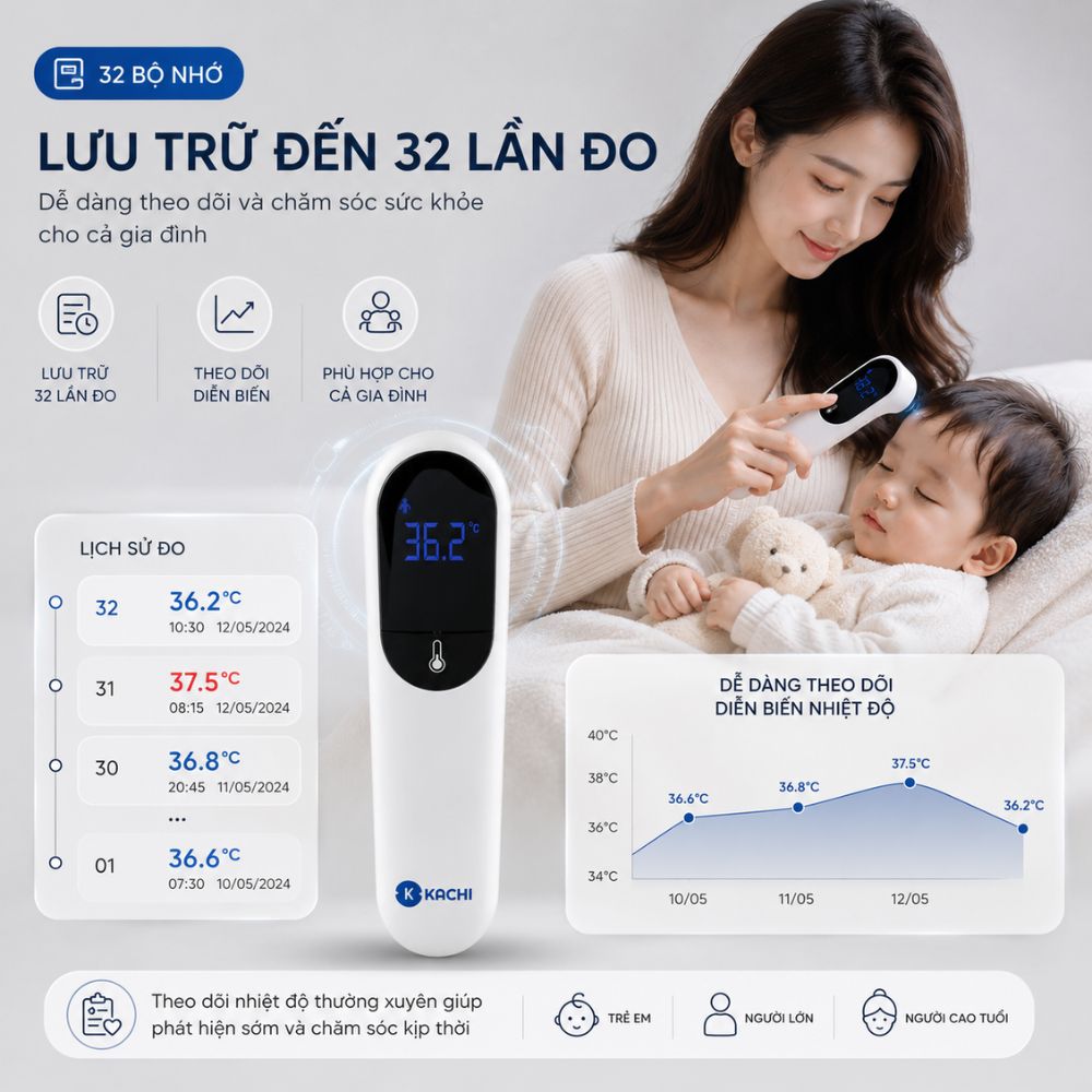 Máy Đo Nhiệt Kế Kachi JXB-315 MK | Đo nhiệt độ cơ thể, nhiệt độ phòng, nhiệt độ bề mặt đồ vật_thumbnail_5