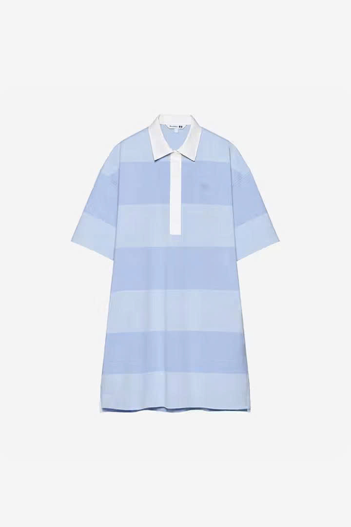 E407 ĐẦM POLO SUÔNG KẺ XANH TÍM