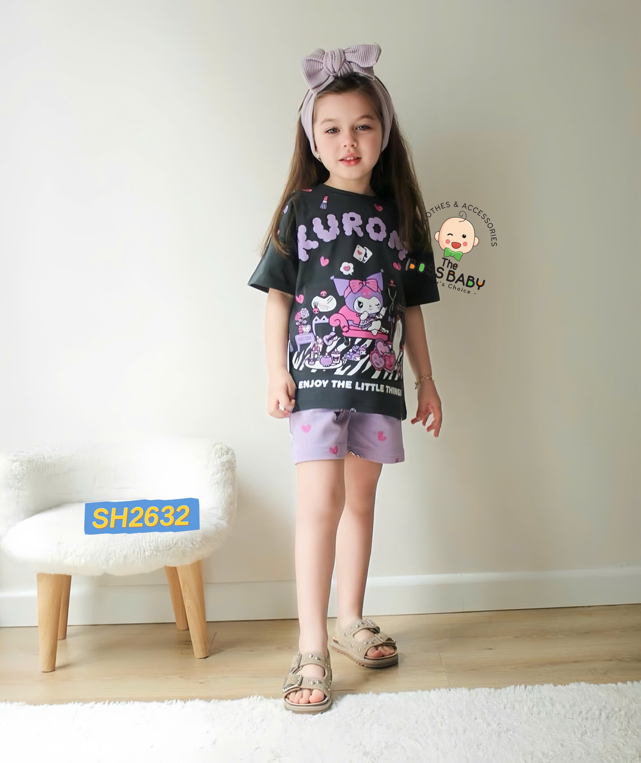 Set bộ cotton đen tím TIM KUROMI