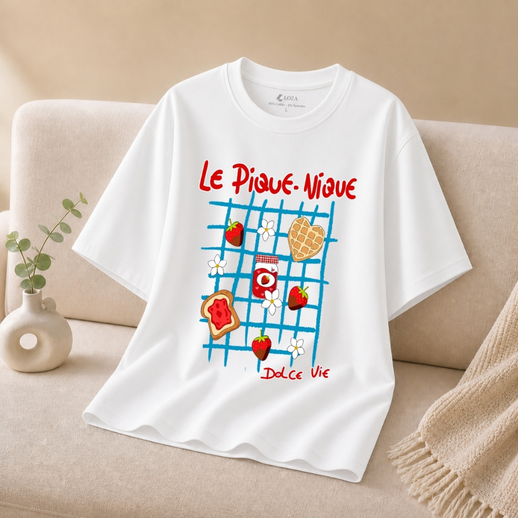 [[Form rộng] Áo phông màu trắng nhiều mẫu hình in dễ thương - Loza G0556_thumbnail_3