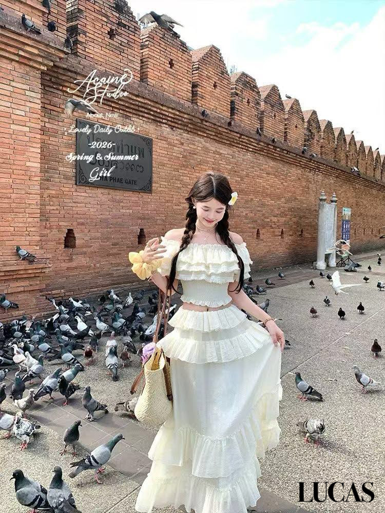 Set áo trễ vai voan tầng chun eo + Chân váy maxi xòe tầng_thumbnail_9