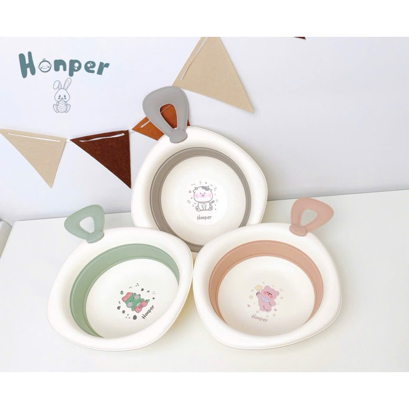 Chậu rửa mặt gấp gọn + quai treo Honper