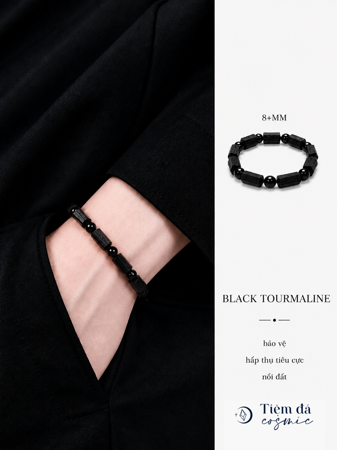 Vòng Đá Tourmaline Đen Thô