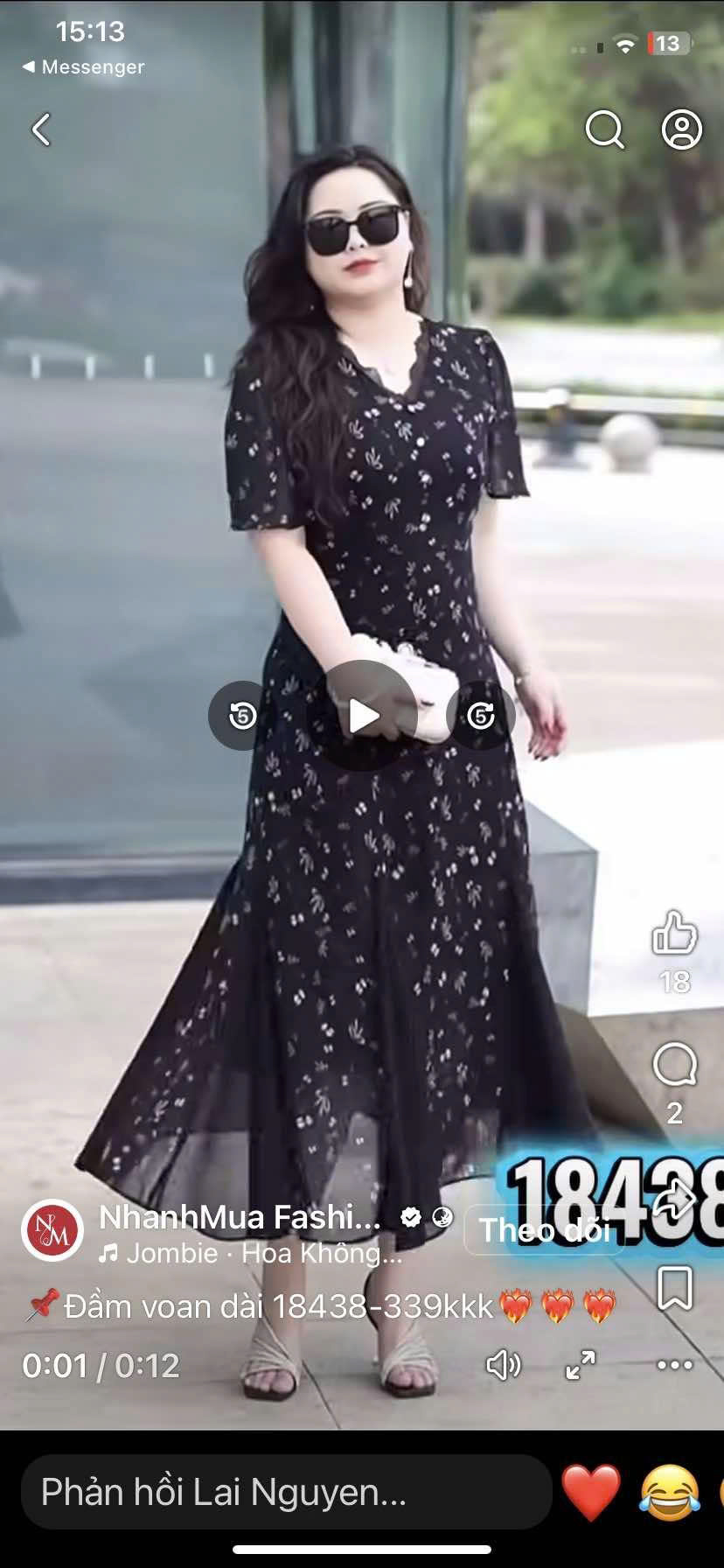 18438- Đầm voan xòe họa tiết hoa nhí (voan, thun)