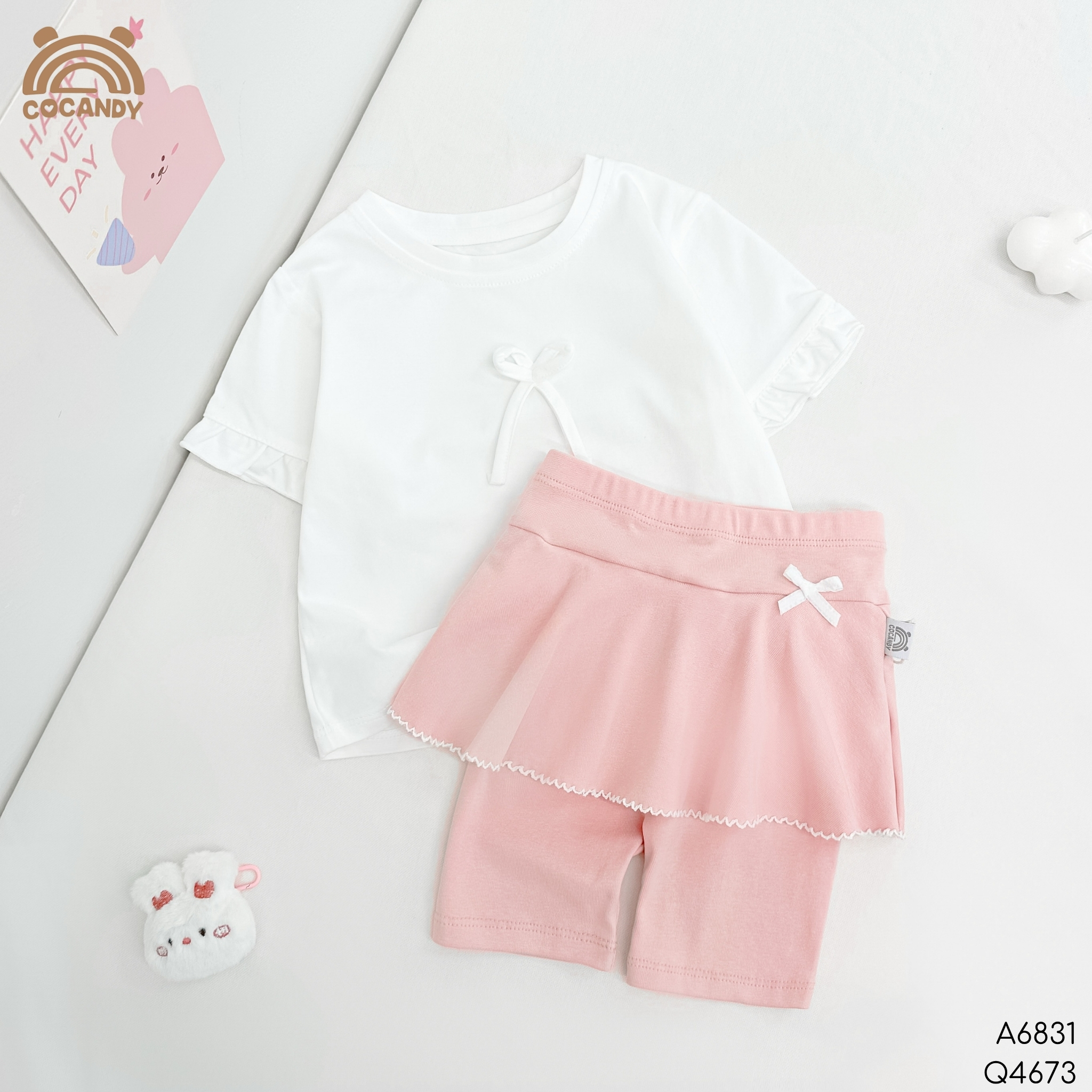 Quần váy legging lửng HỒNG viền sóng phối nơ nhỏ_thumbnail_2