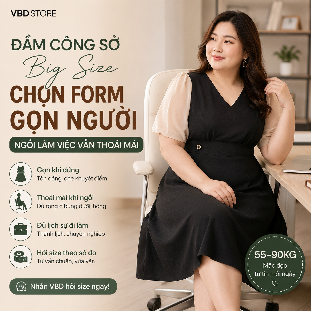 Đầm Công Sở Big Size: Chọn Form Gọn, Ngồi Thoải Mái | VBD