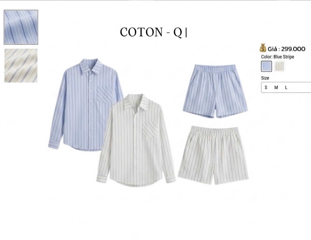 Set áo somi tay dài + quần sọc ( SỌC TRẮNG )_thumbnail_0