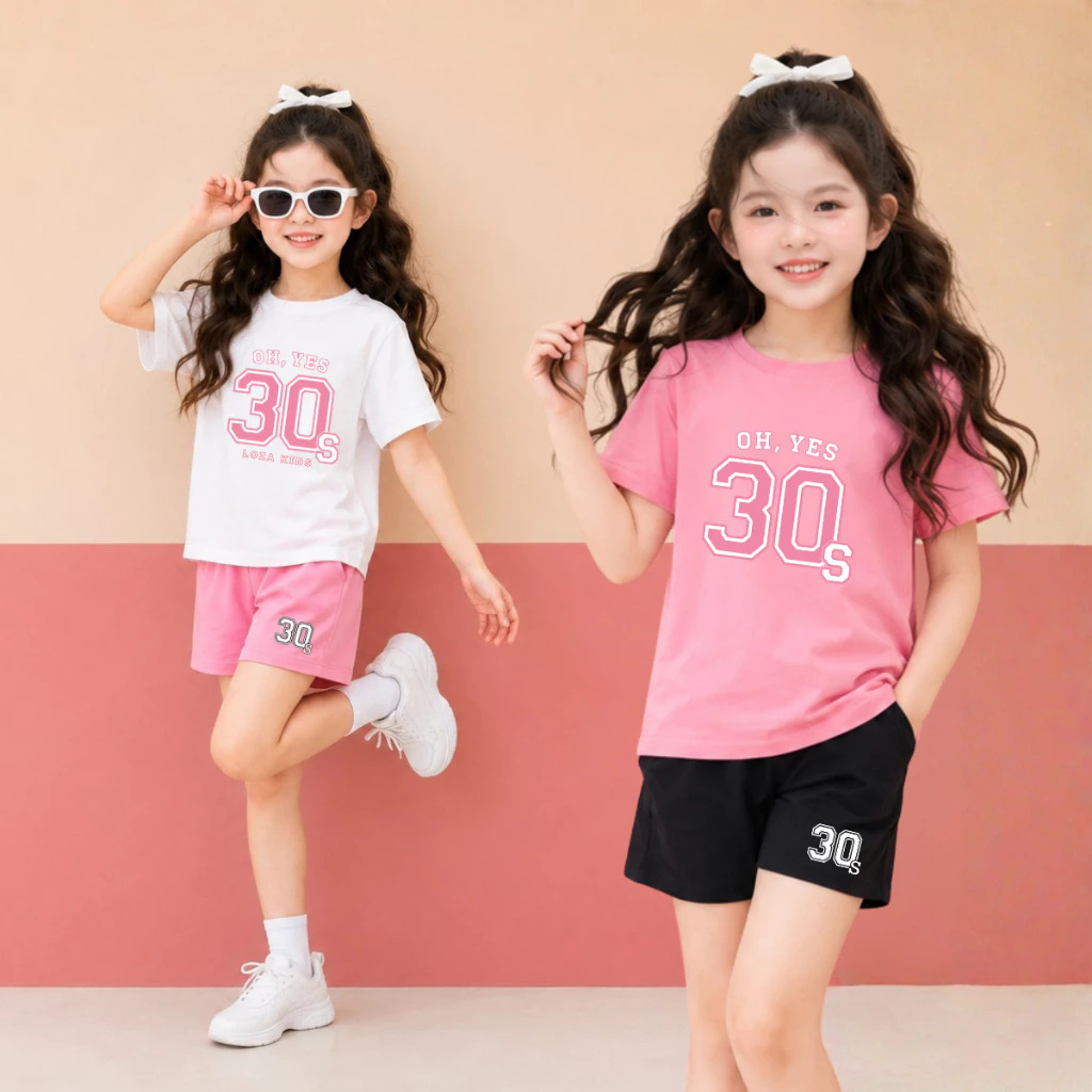 Set bộ thun bé gái hình "Oh, Yes 30s"  - Loza Kids SB690