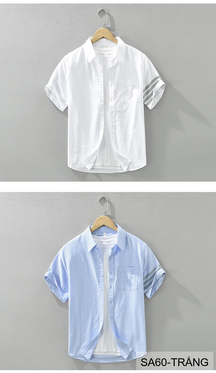 SA60 - Áo Sơ Mi Nam Tay Ngắn Phong Cách Nhật Bản Chất Cotton Thoáng Mát Đa Dụng_thumbnail_16