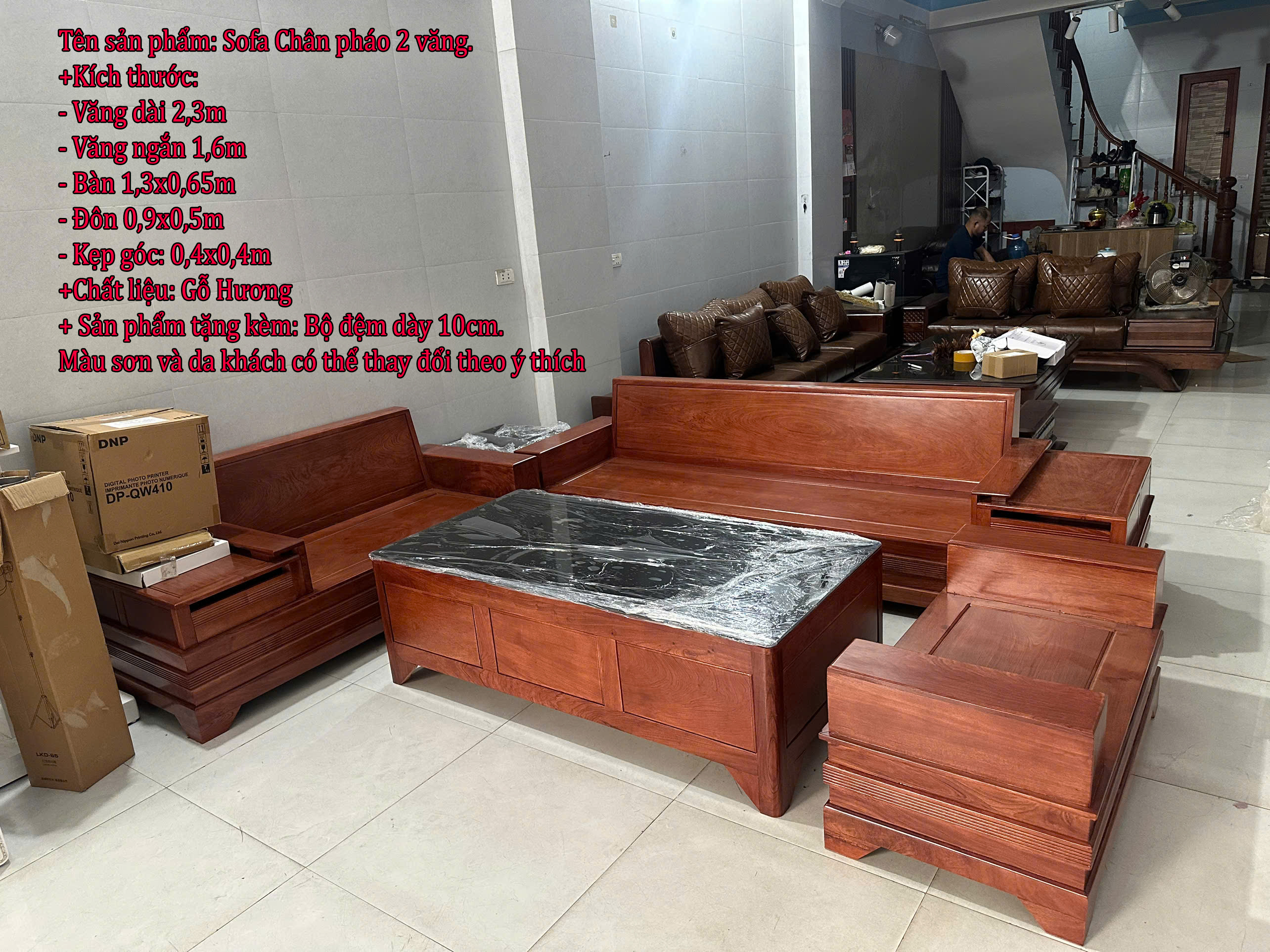 Sofa 2 văng chân pháo cao cấp