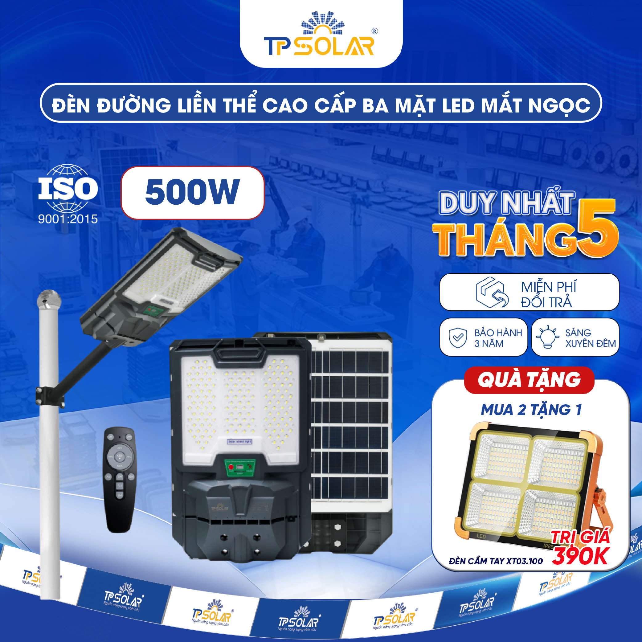 Đèn đường liền thể cao cấp ba mặt LED mắt ngọc (TP.LT11.500 / TP.LT11.800)