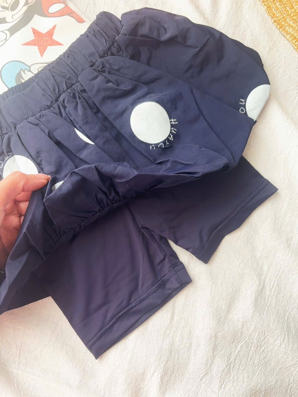 HY13 - Quần legging mix váy bí hoạ tiết chấm bi hãng HuaYou (62647)