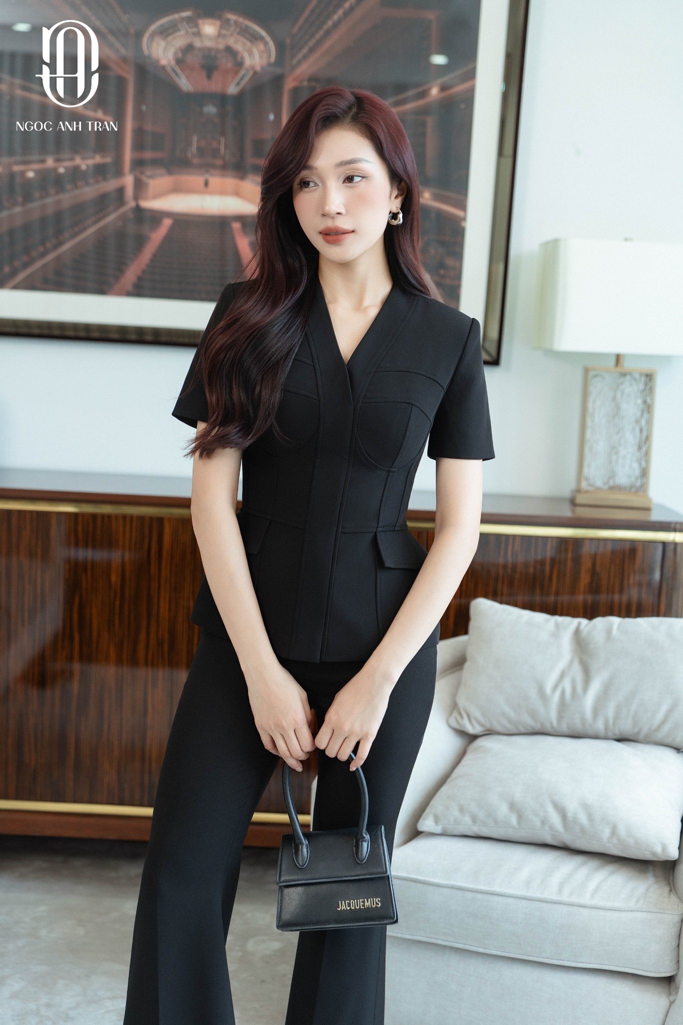 A263 - Áo vest đen tạo form corset