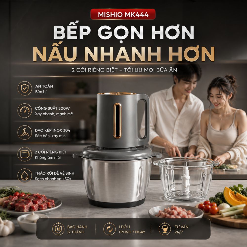 Máy xay thịt cối thủy tinh 2L tặng kèm cối inox Mishio MK444_thumbnail_7