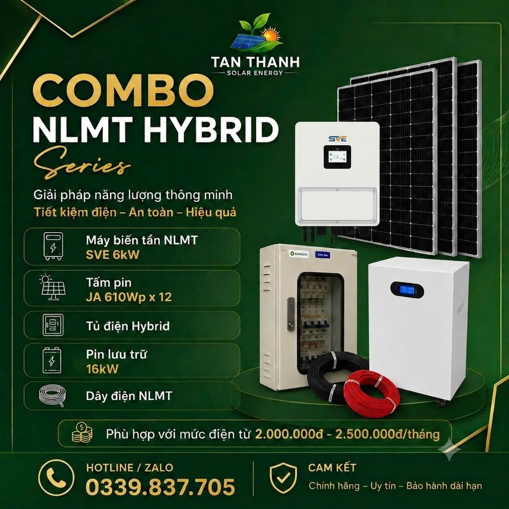 COMBO SVE 6kW PHÙ HỢP CHO TIỀN ĐIỆN TỪ 2.000.000Đ - 2.500.000Đ/THÁNG