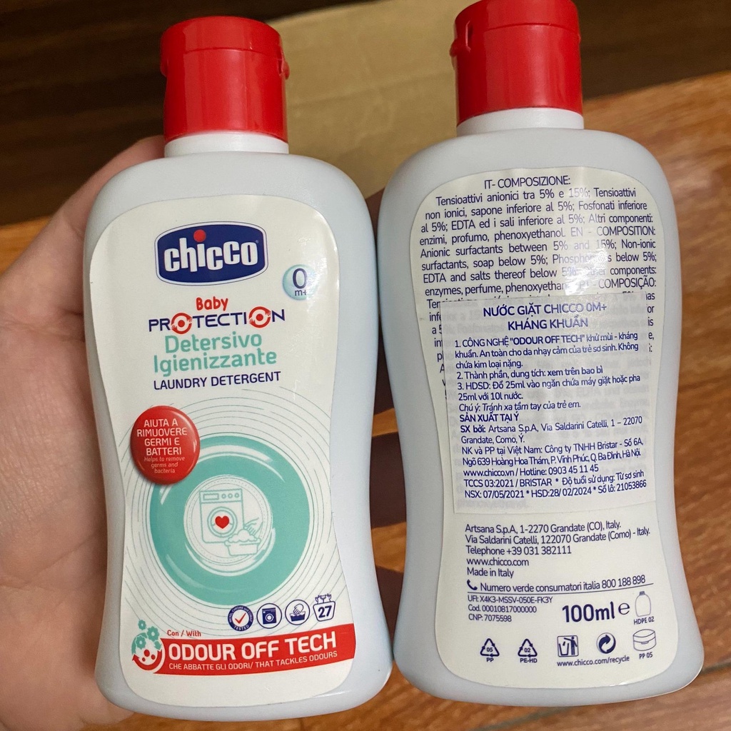 Nước giặt Chicco 0M+ kháng khuẩn 100ML