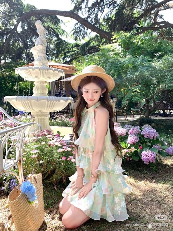 Lucas - Váy hoa yếm dáng ngắn xòe nhiều tầng đính nơ hoa ở cổ_thumbnail_2