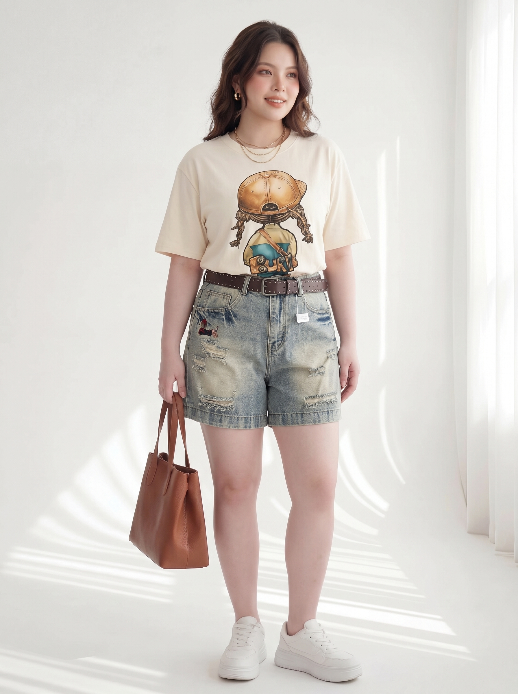 BIGSIZE NỮ - Quần jean lửng rách thêu T-QSJ66