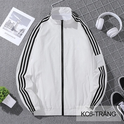 KC6 - Áo khoác nam thể thao cổ đứng tay dài chống mài mòn, thoáng khí, 3 màu trắng xanh lá đen_thumbnail_10