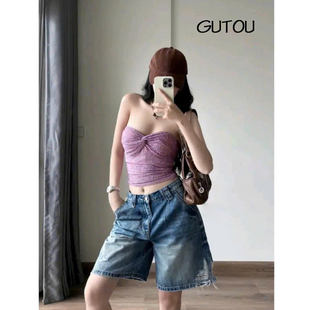 [ GUTOU ] Quần Short Jean Wash Rách Austin Denim_thumbnail_2