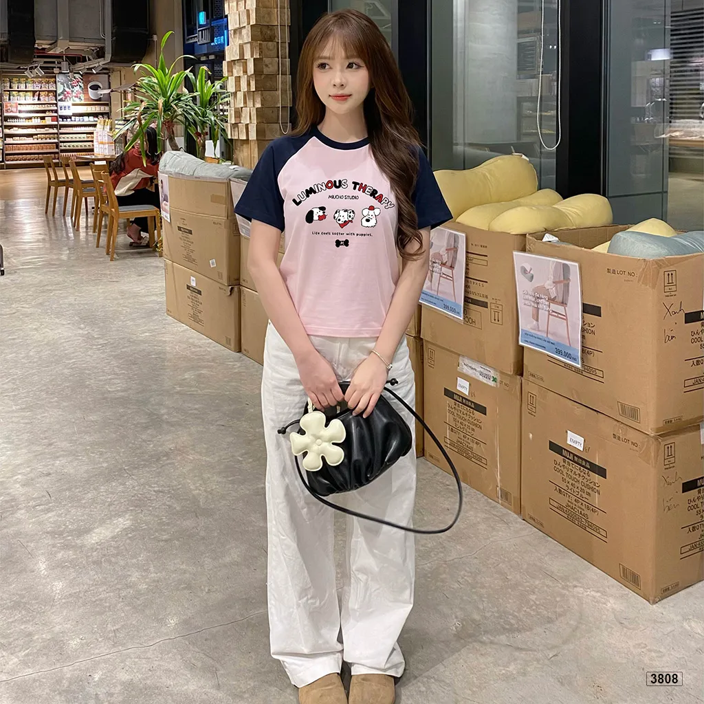 Áo thun babytee raglan hình cún cute phong cách Hàn Quốc đáng yêu Miucho 3808_thumbnail_4