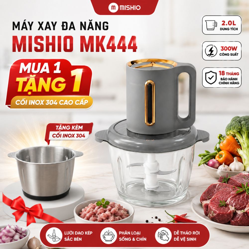 Máy xay thịt cối thủy tinh 2L tặng kèm cối inox Mishio MK444_thumbnail_8