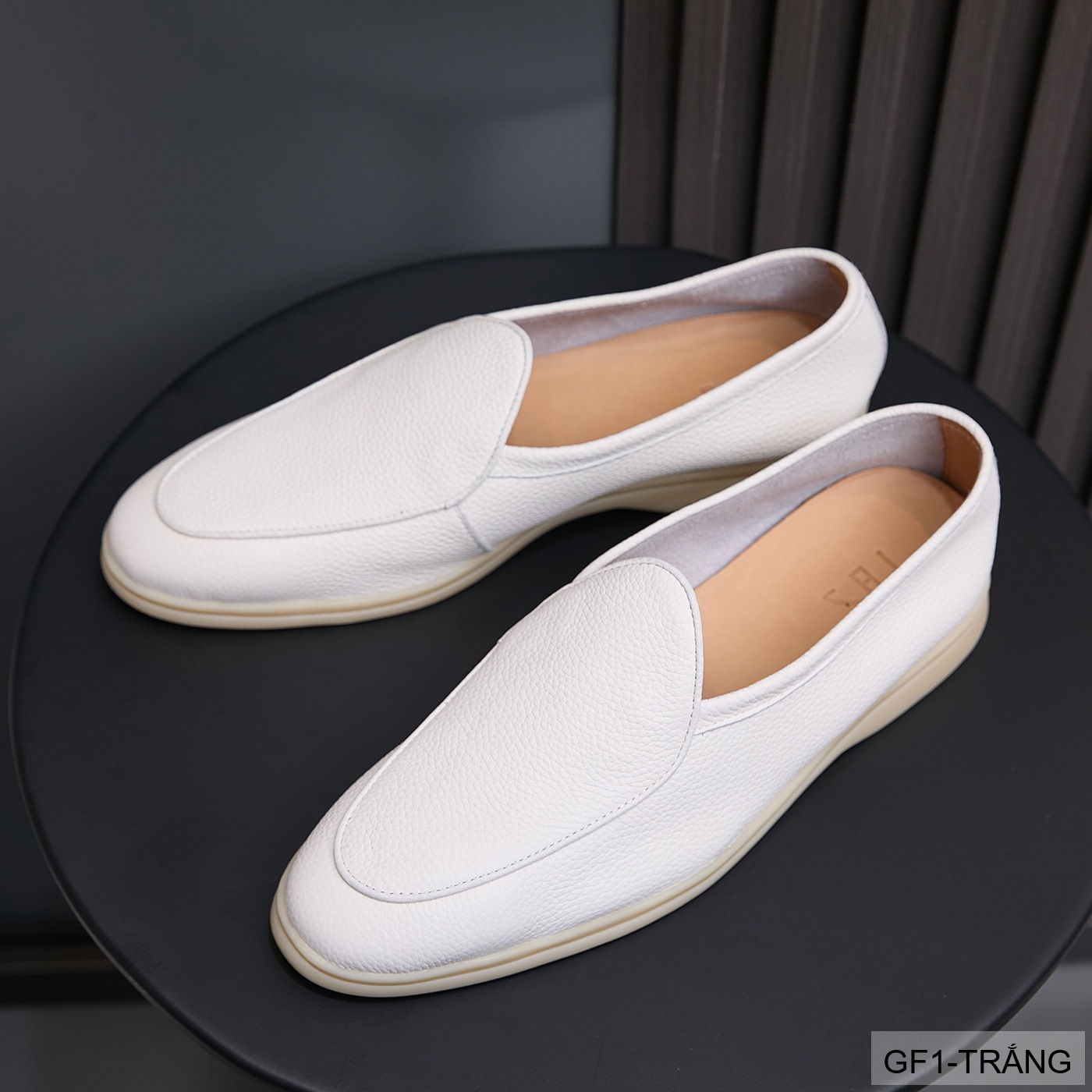 GF1 - Giày lười nam da bò vân vải, thiết kế casual mùa hè, màu trắng đen_thumbnail_3