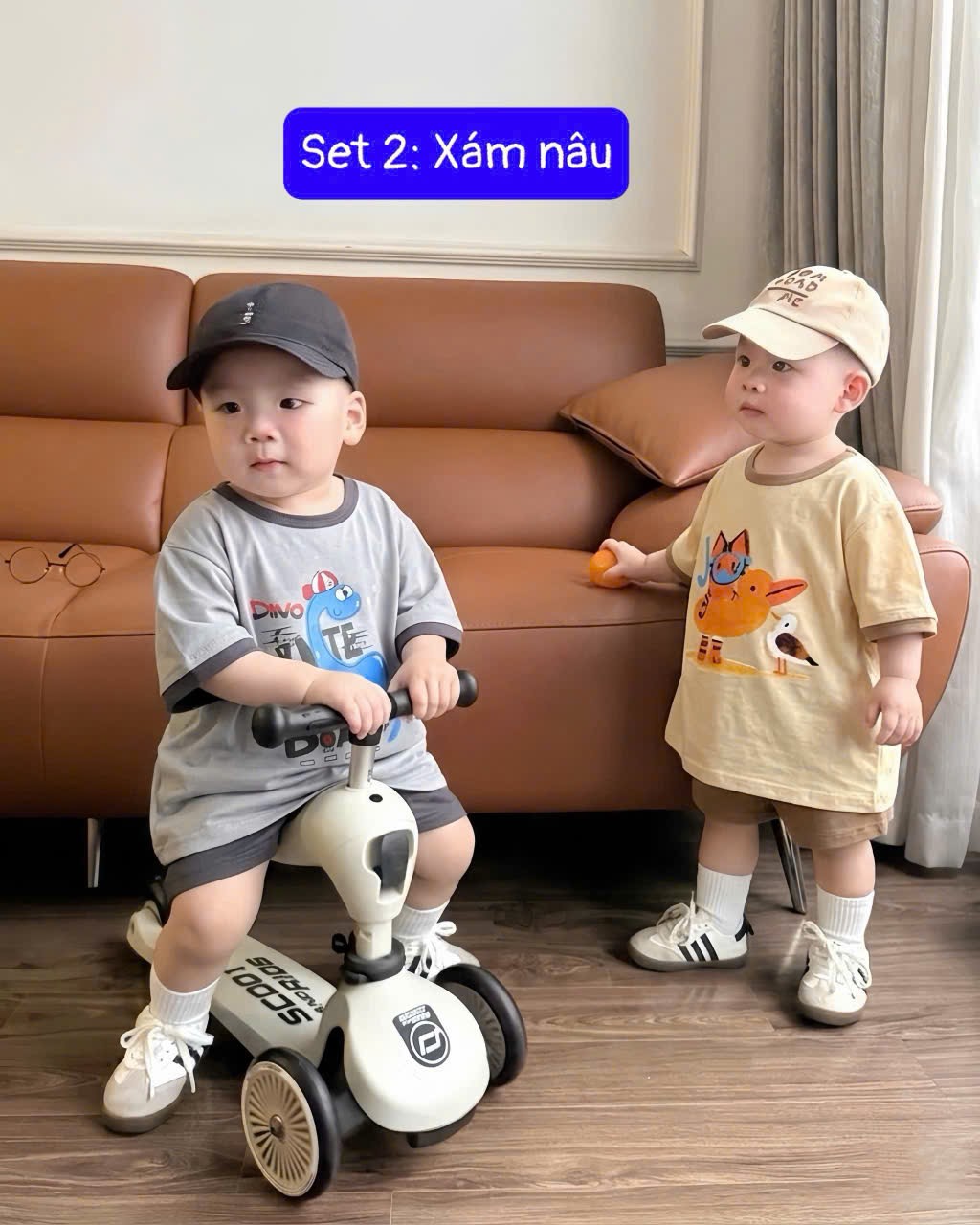 Set 2 bộ thun lạnh họa tiết động vật