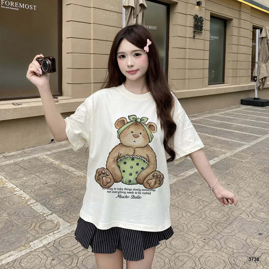 Áo thun nữ form boxy hoạt hình gấu nhỏ đáng yêu Miucho 3736_thumbnail_4