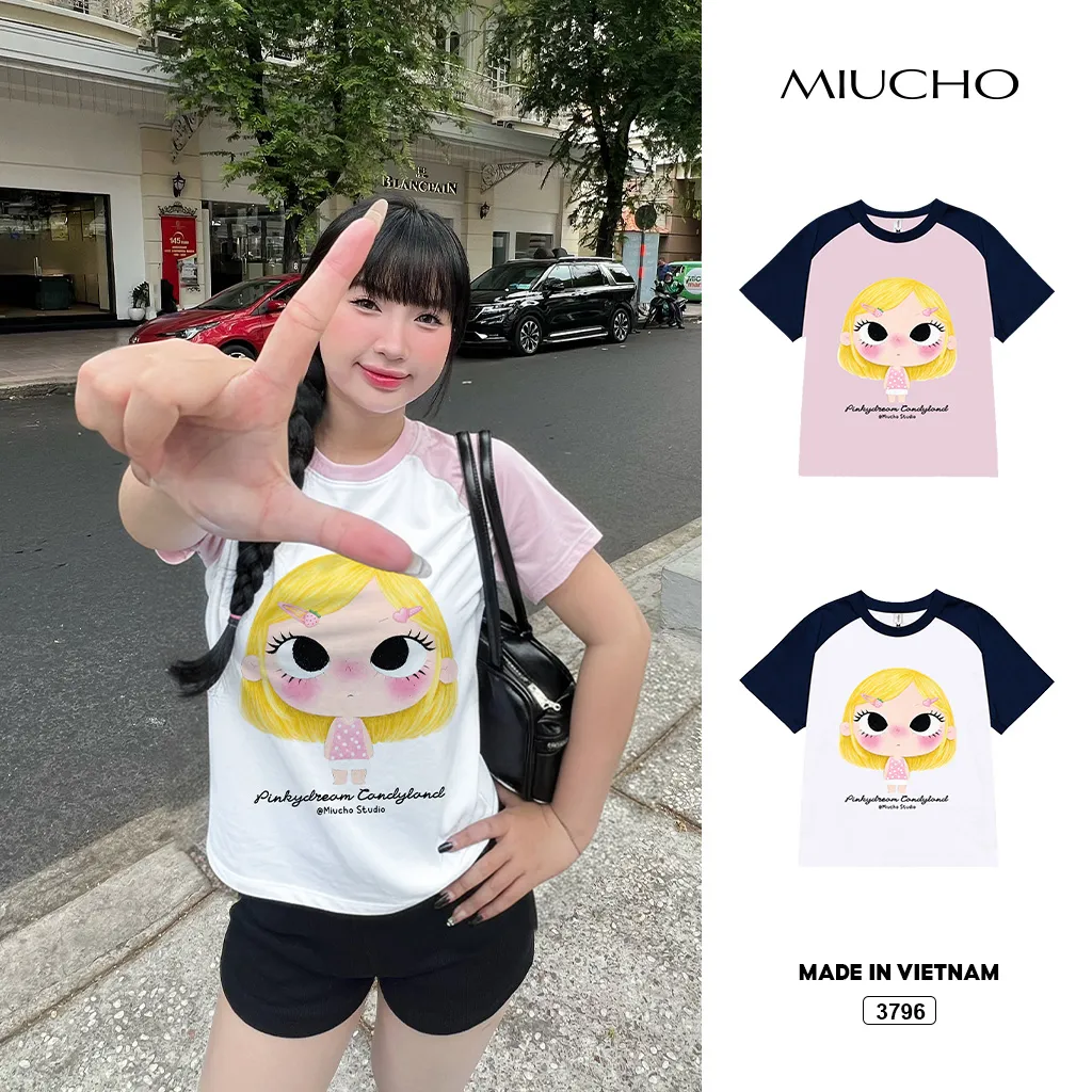 Áo thun nữ babytee raglan mix màu cute phong cách ulzzang dễ thương Miucho 3796