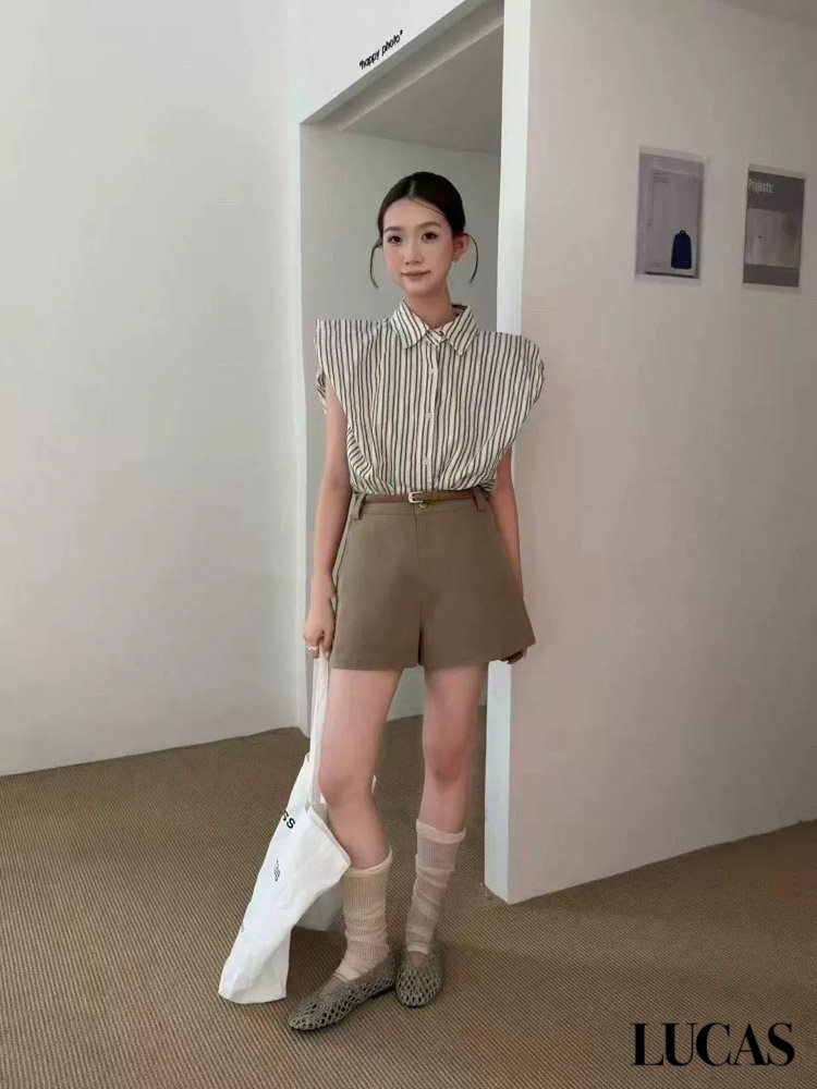 Quần sóc kaki nối trần gân 2 bên + đai da nâu_thumbnail_3