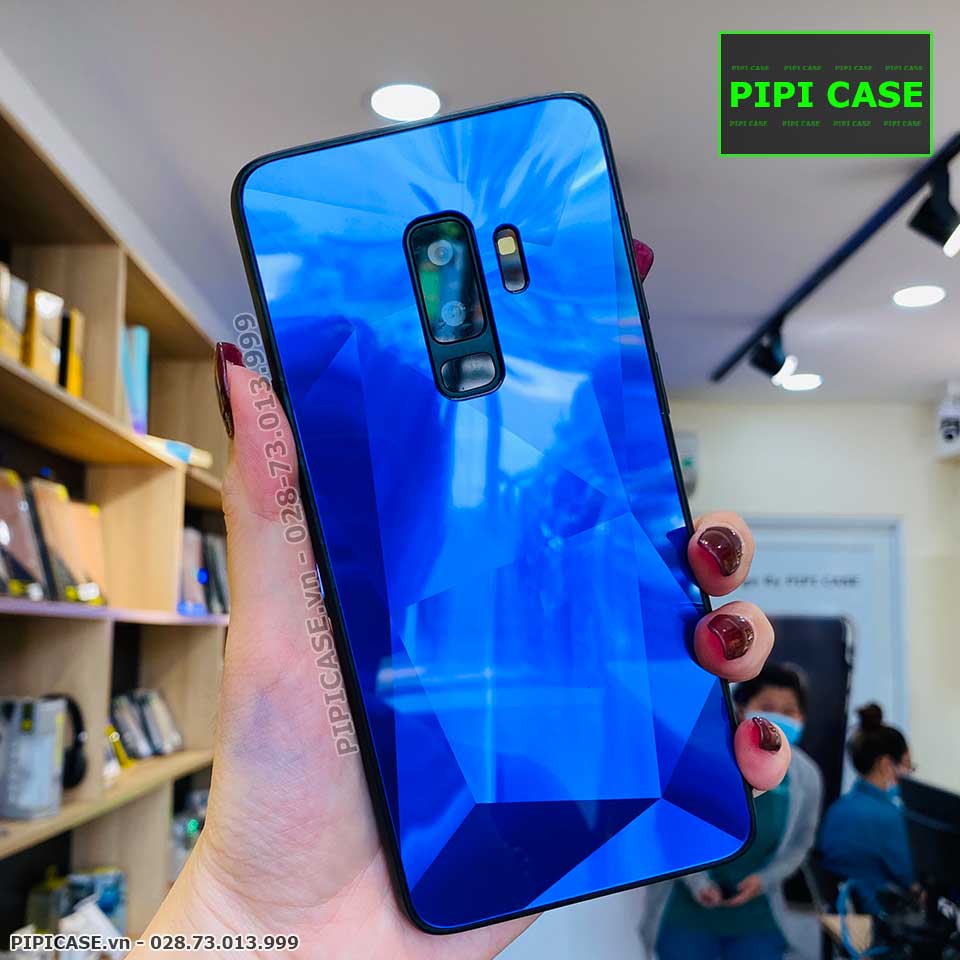 Ốp Lưng Samsung S9 - Kim Cương 6D - Xanh