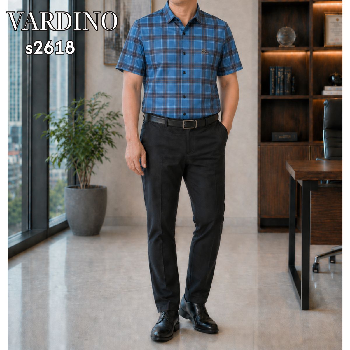 Sơ mi hoạ tiết kẻ Vardino S2618_thumbnail_2