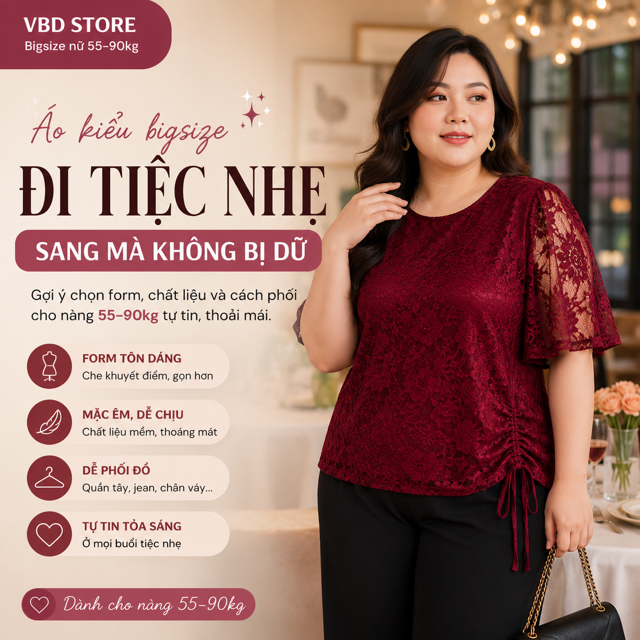 Áo Kiểu Bigsize Đi Tiệc Nhẹ Sang Mà Không Bị Dừ