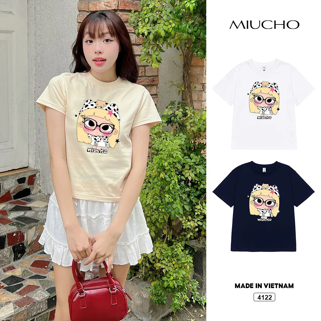 Áo thun babytee nữ hoạt hình năng động Miucho 4122